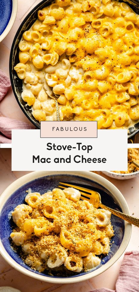 Everyone needs a simple, easy stove-top mac and cheese they can throw together in no time at all and this is bound to become your new favorite! Perfect for serving kiddos, as a holiday side dish, or for jazzing up with roasted veggies, broccoli, bacon, sausage or chicken! The options are endless when it comes to the base of this creamy mac and cheese that’s ready in only about 25 minutes! Broccoli Bacon, Stovetop Mac And Cheese, Holiday Side Dish, Ambitious Kitchen, Creamy Mac And Cheese, Bacon Sausage, Holiday Side, Vegan Mac And Cheese, Dinner Side Dishes