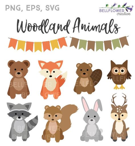 Woodland Animals SVG Woodland Animals Clipart Fall Autumn | Etsy Woodland Animals Svg, Cute Forest Animals, Woodland Clipart, Woodland Animal Birthday, Woodland Animals Theme, Autumn Animals, Cute Forest, Woodland Fox, Baby Shower Woodland Theme