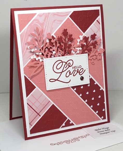 Hello Love Dsp Stampin Up Cards, Stampin Up Dsp, Patchwork Cards, Dsp Cards, Hello Love, To My Granddaughter, Making Cards, Valentine Wedding, Card Sketches