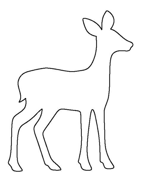 Deer Template Free Printable, Outline Of Animals, Deer Pattern Templates, Animal Templates Printable Free, Deer Template, Fawn Pattern, Deer Outline, Printable Outline, Bird Embroidery Pattern