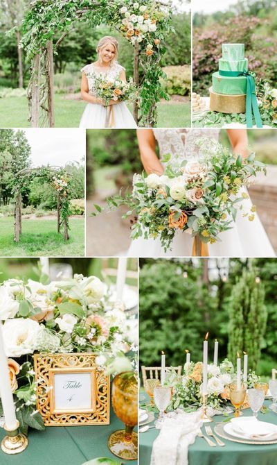 Spring Fairytale Wedding, Green Theme Wedding, Mooresville North Carolina, Elegant Wedding Colors, Wedding Color Schemes Spring, Romantic Wedding Centerpieces, Spring Wedding Color Palette, Elegant Wedding Themes, Green Wedding Inspiration