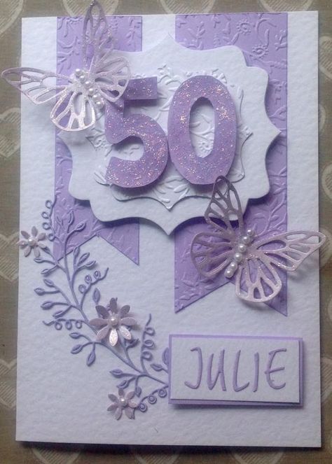 50th Birthday Handmade Cards, 50th Cards Birthday For Women, 50th Birthday Card Ideas For Women, Diy 50th Birthday Card, 50th Birthday Cards For Women, Cards For Women, 50th Birthday Card, 50th Birthday Cards, Bday Cards