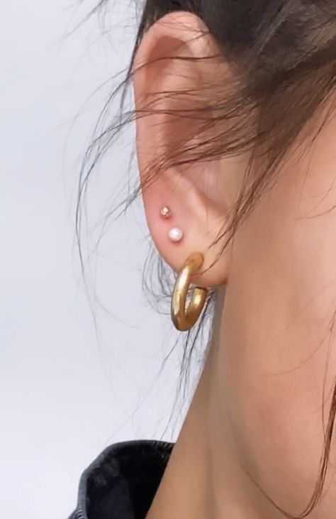 Earrings For Triple Piercing, Earring Ideas For 3 Holes Gold, Triple Piercing Earrings, Triple Ear Piercing, Triple Lobe Piercing, 3 Lobe Piercings, Double Lobe Piercing, 3 Ear Piercings, Triple Piercing