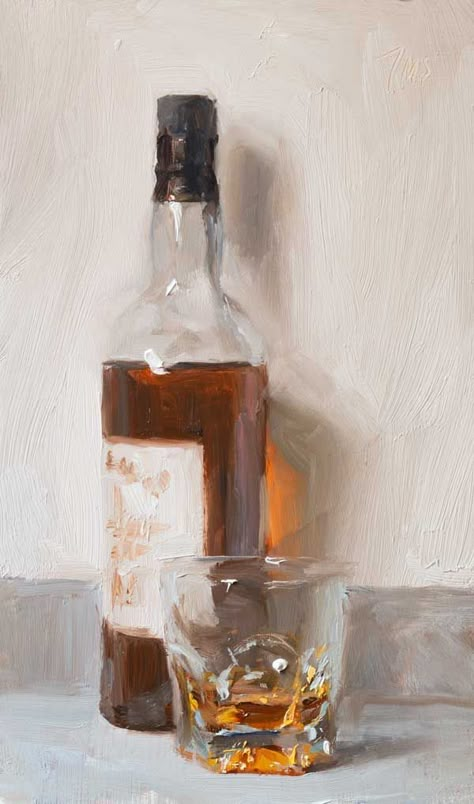 Julian Merrow Smith Paintings, Still Life Art Drawing, Oil Painting Inspiration, Alcohol Bottles, Still Life Oil Painting, 수채화 그림, Daily Painting, Arte Inspo, Painting Still Life