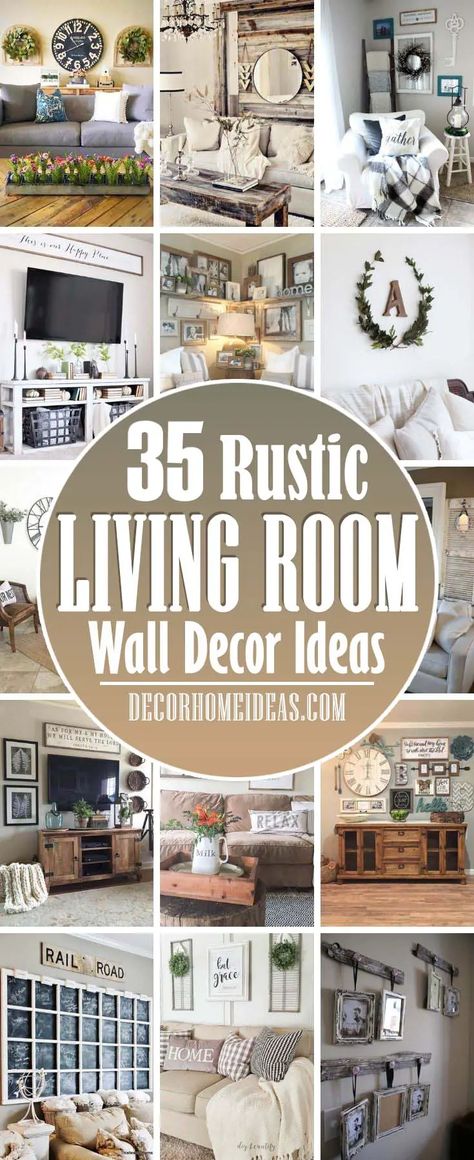 32 Beautiful Rustic Living Room Wall Decor Ideas | Decor Home Ideas Farmhouse Wall Decor Living Room, Farmhouse Living Room Wall Decor, Rustic Style Decor, Living Room Wall Decor Ideas, Modern Rustic Living Room, Rustic Farmhouse Living Room, Room Wall Decor Ideas, Living Room Decor Rustic, Farmhouse Decor Living Room