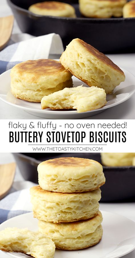 Biscuits On Stovetop, Stove Top Biscuit Recipes, Biscuits On The Stove Top, Easy Stove Top Desserts, Stovetop Sourdough Recipes, Stovetop Cake Recipes, Stove Top Breakfast Ideas, Skillet Bread Stovetop, No Oven Baking Recipes