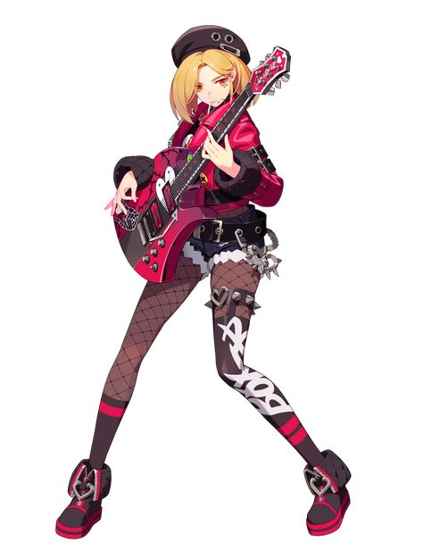 Rockstar Character Design, Rockstar Oc, Guitar Pose, Love And Music, Eternal Return, Game Anime, Love And Peace, Oc Art, Anime Base