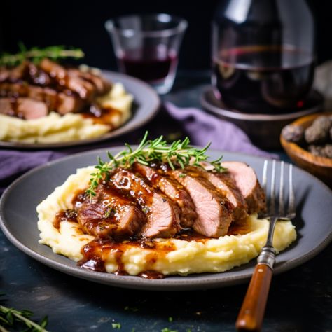 Fig Sauce, Balsamic Vinegar Chicken, Honey Pork, Prosciutto Wrapped, Grilled Pork Tenderloin, Danish Food, Pork Tenderloin Recipes, Port Wine, Honey Roasted