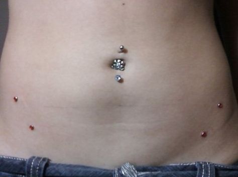 Double bellybutton and surface hip piercings Hip Piercings, Belly Button Rings, Piercings