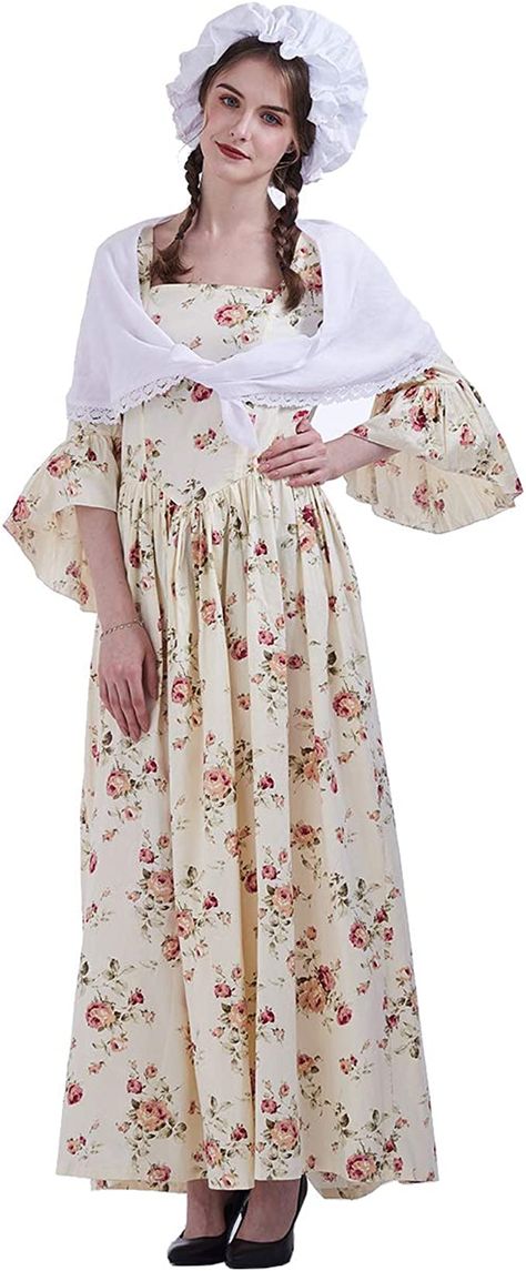 Amazon.com: GRACEART Pioneer Woman Costume Colonial Women Prairie Dress 100% Cotton : Clothing, Shoes & Jewelry Western Dance Outfit, Colonial Dresses, Housewife Costume, Pioneer Dress, Colonial Dress, Black Halloween Dress, Woman Costume, Women Costume, Old Fashion Dresses