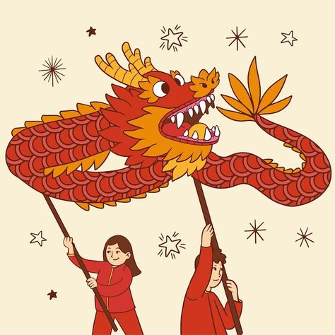 Hand drawn illustration for chinese new ... | Free Vector #Freepik #freevector #chinese #asian #china #celebration Chinese New Year Festival, Chinese New Year Celebration, Chinese Festival, Hand Drawn Illustration, Drawn Illustration, Vector Hand, New Year Celebration, Chinese New Year, Graphic Resources