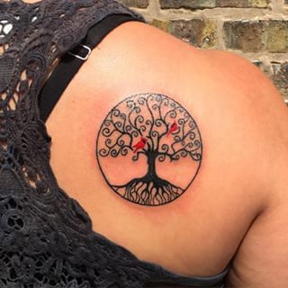 Celtic tree of life with cardinals Cardinal Tattoo, Red Bird Tattoos, Cardinal Tattoos, Remembrance Tattoos, Irish Tattoos, Tree Of Life Tattoo, Life Tree, Celtic Tree Of Life, Celtic Tattoos