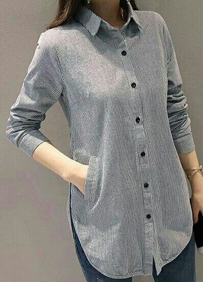 Cotton Kurti Designs, Trendy Tops For Women, Grey Long Sleeve Shirt, Kurti Designs Party Wear, Kurta Designs Women, Designs For Dresses, Stylish Dress Designs, Kurta Designs, Grey Shirt