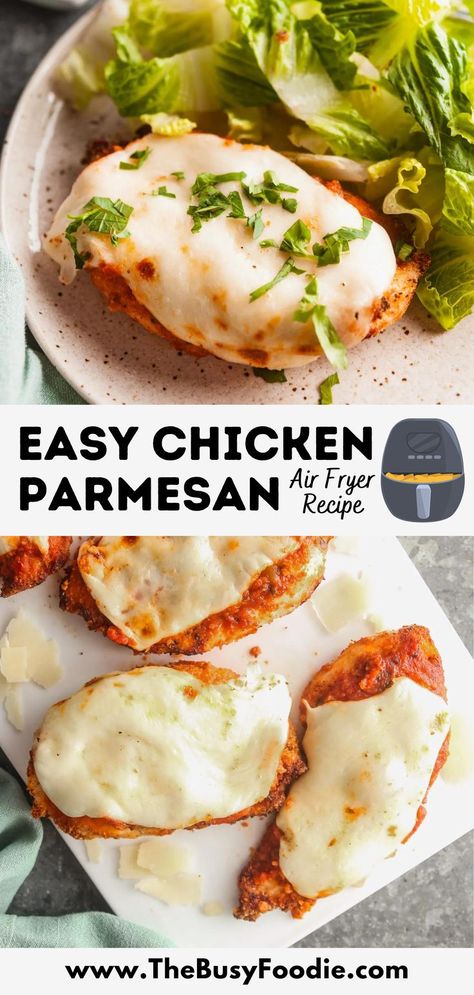 Classic chicken parmesan is often time-consuming and messy to make, but this Air Fryer Chicken Parmesan recipe lets you make your favorite Italian dish in under 20 minutes! Air Fryer Chicken Parmesan Recipe, Chicken Parmesan Recipe Healthy, Air Fryer Chicken Parmesan, Easy Air Fryer Chicken, Chicken Parmesan Recipe Easy, Chicken Parmesan Recipe, Parmesan Recipe, 30 Minute Dinners, Parmesan Recipes