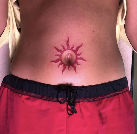 Sun Stomach Tattoo, Belly Button Tattoos, Belly Button Tattoo, Stomach Tattoo, Traditional Tattoo Designs, Tattoos To Cover Scars, Belly Tattoos, Funky Tattoos, Tattoos For Black Skin