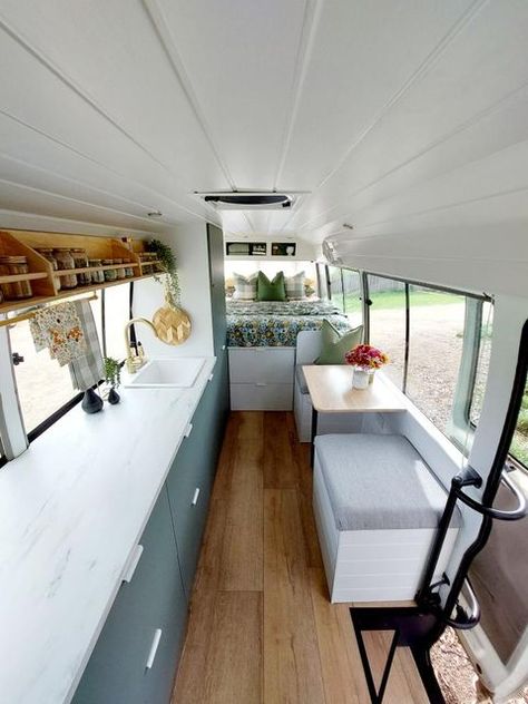 Toyota Coaster Conversion, Coaster Bus Interior, Toyota Motorhome Interior, Toyota Coaster Conversion Floor Plans, Coaster Bus Conversion, Traincar Tiny House, Toyota Coaster Motorhome Interior, Converted Train Car Tiny House, Toyota Coaster