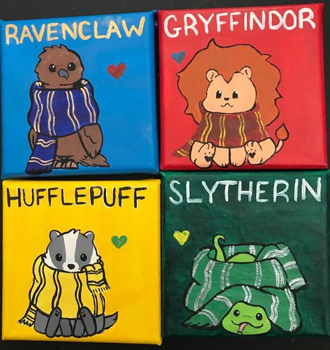 Harry Potter Art Painting Canvases, Harry Potter Canvas Painting, Miraculous Adrienette, Harry Potter Canvas Art, Harry Potter Universe, Stile Harry Potter, Harry Potter Painting, Mini Toile, Mini Canvases