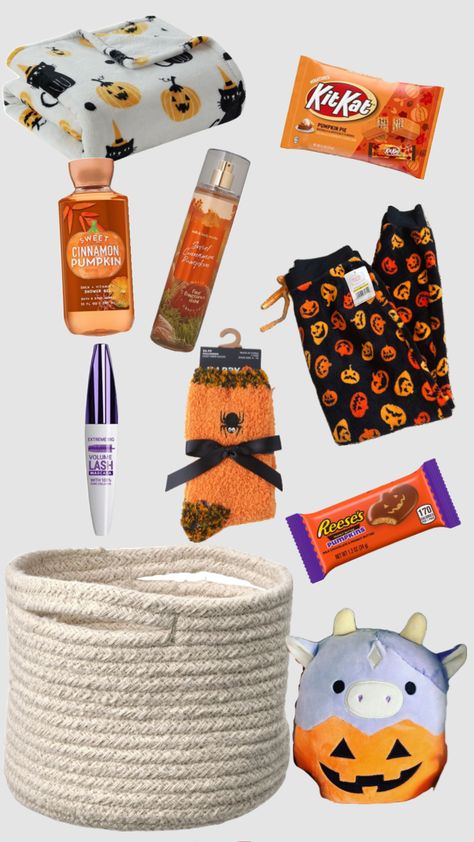 Boo basket #boobasket #autumn #halloween #cowgirl #orange #kitkat #pumpkin #cow #purple #bathandbodyworks #bodywash #vibes Pumpkin Cow, Boo Basket, Autumn Halloween, Bath And Bodyworks, Kit Kat, Volume Lashes, Mascara Lashes, Pumpkin Pie, Gift Baskets