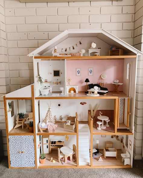 Who else wants it in grown up size? 😍 @lifeofkim DIY of our Majestic Mansion Dollhouse #DIY #houserenovation Giant Doll House, Kidkraft Majestic Mansion Dollhouse Makeover, Kidkraft Dollhouse Makeover Diy, Wooden Doll House Makeover, Redo Doll House Ideas, Kidcraft Dollhouse Makeover Diy, Wooden Dollhouse Makeover, Kid Kraft Dollhouse Makeover, Doll House Renovation Diy