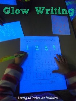 Halloween Science & Language Arts: Glow In The Dark Writing: A super fun way for children to write. Dark Writing, Black Lights, Light Writing, Classroom Transformation, Preschool Writing, Dark Ink, Literacy Center, Kindergarten Writing, Tracing Letters