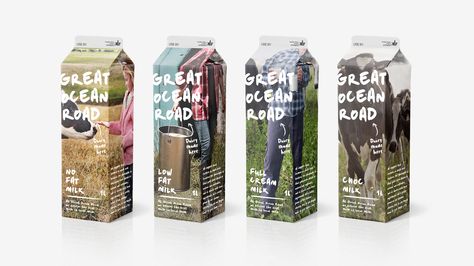 Great Ocean Road Dairy — The Dieline - Branding & Packaging Dairy Free Dessert Christmas, Dairy Free Pudding, Dieline Packaging, Organic Supermarket, Dairy Packaging, Dairy Brands, Leo Burnett, Milk Brands, Milk Packaging