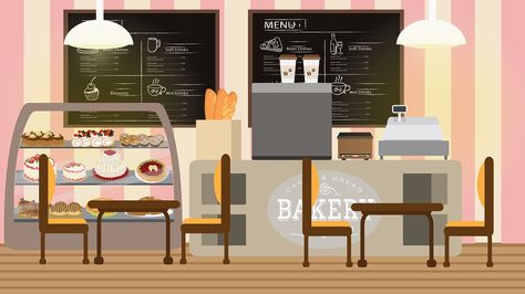 #bakery #cafe #coffeeshop #design #illustration #scene #scenedesign #graphic #illustrator #animation #background #animationmu Bakery Shop Illustration, Cafe Animation, Illustration Scene, Bakery Design Interior, Design Café, Digital Sketch, Cafe Art, Shop Illustration, Shop House Plans