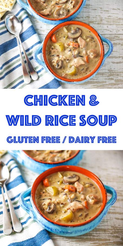 Non Dairy Chicken Wild Rice Soup, Gluten Free Dairy Free Chicken Wild Rice Soup, Chicken And Wild Rice Soup Dairy Free, Dairy Free Chicken And Wild Rice Soup, Soups Chicken, Chicken Recipes Dairy Free, Soup Dairy Free, Chicken Quinoa Soup, Creamy Chicken And Wild Rice