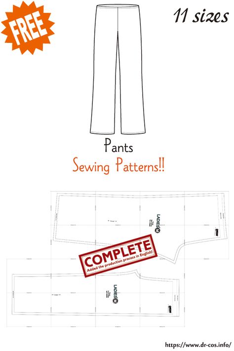 Plus Size Pants Pattern, Free Pants Sewing Pattern, Cloth Simulation, Pants Pattern Free, Clothing Projects, Japanese Sewing Patterns, Workwear Brands, Japanese Sewing, Free Sewing Patterns