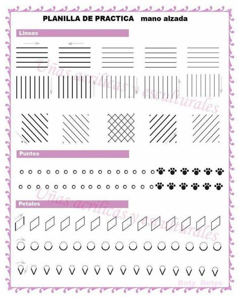 Printable Nail Art Templates, Printable Nail Art Practice Sheet, Printable Nail Art, Nail Tech School, Nail Courses, Home Nail Salon, Beginner Henna Designs, Nail Techniques, Nail Art Designs Diy