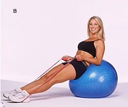 Tones your buttocks; firms the backs of your thighs. Denise Austin Workout, Inner Thigh Exercises, Thighs Workout, Denise Austin, Inner Thigh Workout, Abs Exercises, Leg Exercises, Resistance Band Workout, Exercise Ball