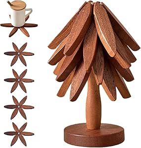 Wooden Trivets for Hot Dishes， Tree Shape Trivet Set，Hot Dish Coaster with Tree-Shaped Wood Collapsible Hot Pad Trivet Tree for Restaurant Wooden Trivets, Silicone Trivet, Wood Trivets, Christmas Tree Storage, Hot Dishes, Unique Trees, Wooden Tree, Wood Tree, Plate Stands