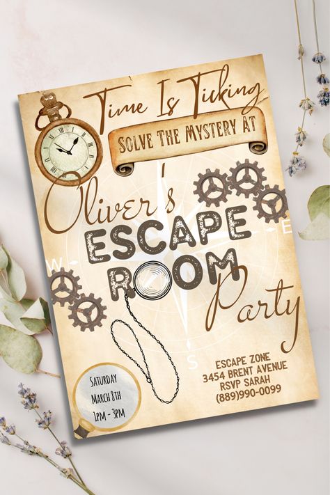 "Unlock the fun with our Escape Room Party Invitation! 🗝️🎉 Get ready for a thrilling adventure that will challenge your wits and create lasting memories. This escape room party invitation is perfect for birthdays, celebrations, or team-building events. 🧩 If you are looking for escape room party ideas start now, and customize and send this escape room party invite to your friends and family today! #EscapeRoomParty #PuzzleInvitation #AdventureAwaits #PartyTime #EscapeRoomInvitation Escape Room Themed Party, Escape Room Birthday Party Invitations, Escape Room Birthday Party Ideas, Room Party Ideas, Escape Room Invitation, Escape Room Birthday Party, Formal Themes, Escape Room Themes, Escape Room Party