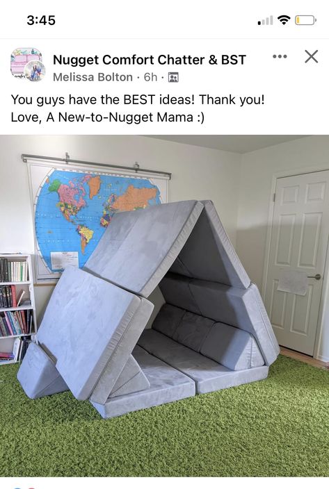 Nugget Fort Ideas Three, Nugget Fort Ideas, Nugget Fort, Joey Builds, Three Nugget Builds, Nugget Creations, Playroom Remodel, Nugget Configurations, 1 Nugget Couch Ideas