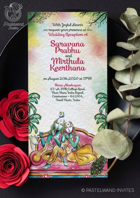 The enduring couple "Radhakrishna" is renowned for their unwavering love and connection. Here is a wedding invitation for a couple that is styled after an abstract watercolour painting, which gives the invitation a lovely and pleasing appearance. Checkout more Wedding Invites at https://pastelwandstudios.com/weddinginvites Radha Krishna Wedding, Radha Krishna Iskcon, Krishna Iskcon, Holistic Branding, Contemporary Folk Art, Joyful Heart, Artistic Wedding, Abstract Watercolor Painting, Creative Branding