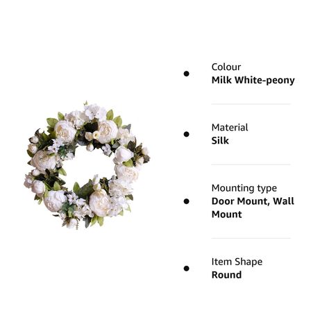 Door Wreath, Artificial Flowers Peony Wreath - Four Seasons Front Door Decor with Peony and Green Leaves, for Front Door Living Room Wall Garden Wedding Festival Decor(40cm, Milk white) : Amazon.co.uk: Home & Kitchen Front Door Living Room, Flowers Peony, Door Living Room, Peony Wreath, Beautiful Entryways, White Door, Pretty Wreath, Festival Decor, Peonies Wreath