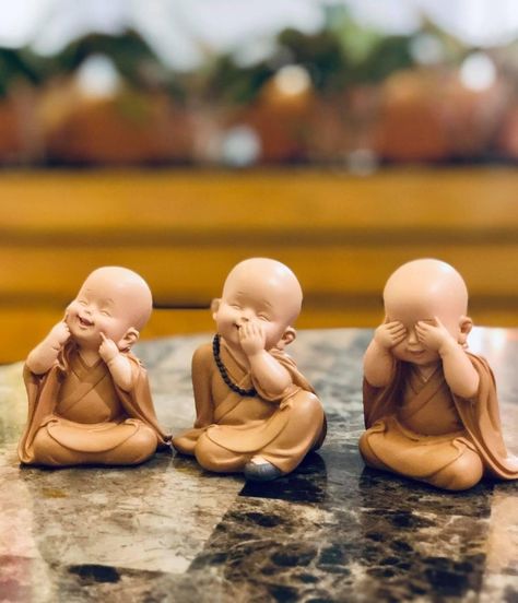 Set 3 Little Buddha | Laughing Buddha Statue | Buddha Statue | See No Evil | Laughing Buddha | Buddhas Brew | Craftvatika Buddha by ViviCorner2020 on Etsy Three Laughing Monks, Buhhda Art, Laughing Buddha Statue, Buddha Wallpaper, Physics Formulas, Baby Buddha, Little Buddha, Glossy Paint, Hear No Evil