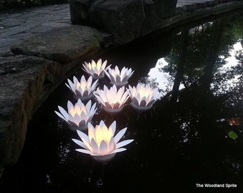 How to make LOTUS Floating Votive Candle by thewoodlandsprite, $1.85 Floating Lotus Candles, Floating Votive Candles, Floating Pool Candles, Pool Candles, Unity Candle Holder, Lotus Candle Holder, White Lotus Flower, Lotus Candle, Votive Candle Holder