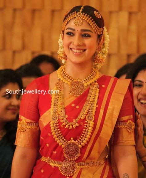 Nayanthara Wedding, Gold Bridal Jewellery, Tanishq Jewellery, Wedding Jewellery Set, South Indian Bride Saree, South Indian Bridal Jewellery, Bridal Jewellery Set, Pengantin India, Bridal Sarees South Indian