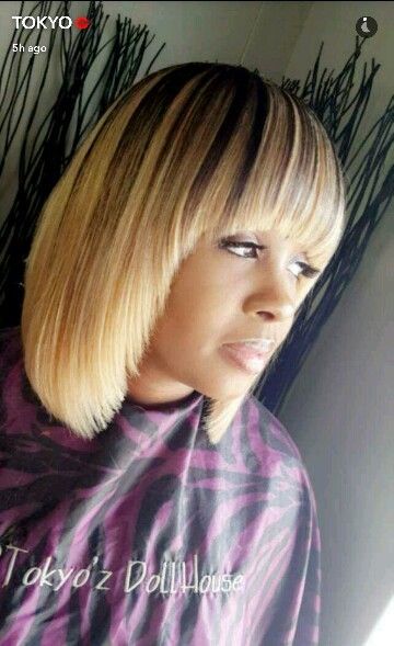 Blonde, Page Boi Bob! Sew In Bobs For Black Women, Blonde Quick Weave Bob, Bob Bangs Hairstyles, Quick Weave Bob With Bangs, Blonde Bob Quickweave Black Women, 90s Bob With Bangs, Bobs With Bangs, Layered Stacked Bob Haircut, 613 Bob Wig Black Women