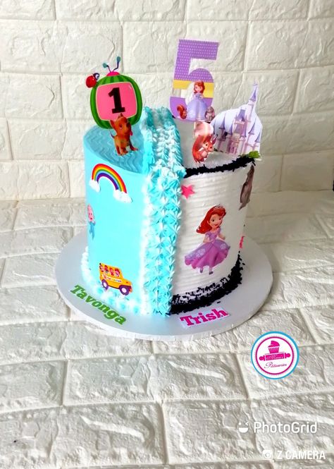 Divided cake for siblings Cake For Siblings, Whipped Cream Cake, Barbie Doll Birthday Cake, Whipped Cream Cakes, Doll Birthday Cake, Home Hall Design, Hall Design, Cream Cake, Barbie Doll