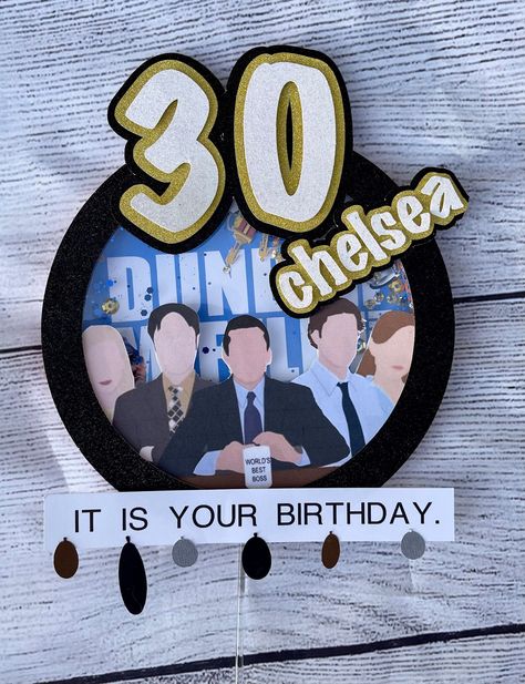 The Office Themed Cake Topper The Office Cake, It Is Your Birthday, Shaker Cake Topper, Birthday Lights, Office Fan, Office Themes, Office Birthday, Coffee Grinders, Birthday Banners