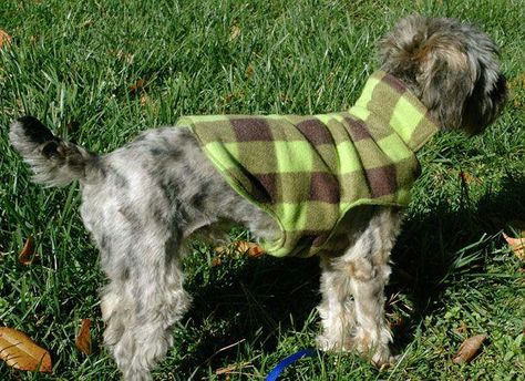 Sew this cozy fleece dog coat with this FREE pattern and tutorial. #dogdiyprojects Doggie Clothes, Dog Coat Pattern, Fleece Dog Coat, Dapper Dogs, Dog Clothes Diy, Dog Clothes Patterns, Dog Projects, Dog Coat, Dog Sweatshirt