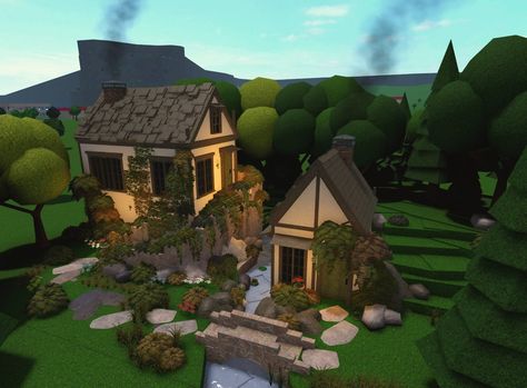 How To Make Hills In Bloxburg, House With Pond In Front Yard, Bloxburg Treehouse Layout, Bloxburg Nature House, Bloxburg Garden House, Camp Bloxburg, Bloxburg Bridge, Bloxburg Fairy House, Cottage House Bloxburg