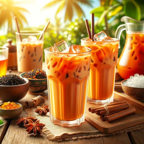 Thai Iced Tea, Black Tea Leaves, Spicy Thai, Pu Erh Tea, Coconut Ice Cream, Thai Tea, Thai Dishes, Thai Curry, Thai Restaurant