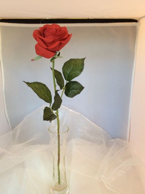 SINGLE RED ARTIFICIAL LONG STEM ROSE VERY REALISTIC Long Stem Rose, Rose Leaves, Single Rose, Red Rose, Red Roses, Red