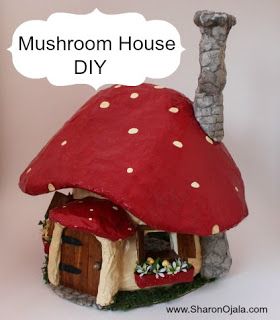 Make Your Own Mushroom House Video Tutorial Paper Mache Fairy, Cute Clay Art, Large Fairy Garden, Mushroom Houses, House Video, Gnome Home, Fairy House Diy, Paper Mache Clay, Mini Fairy Garden