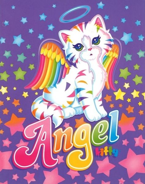 Lisa Frank's Angel Kitty Lisa Frank Angel Kitty, Lisa Frank Aesthetic, Lisa Frank Illustration, Lisa Frank Stickers, Angel Cat, Rainbow Cat, Drawing Pad, Funny Tattoos, Lisa Frank