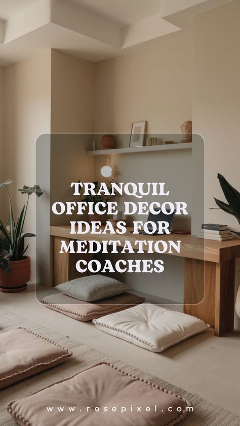 10 best home office decoration ideas for Mindfulness Coaches & Meditation Teachers Tranquil Office, Office Decoration Ideas, Peaceful Decor, Best Home Office, Mindfulness Coach, Meditation Corner, Home Office Decoration, Best Office, Storing Books