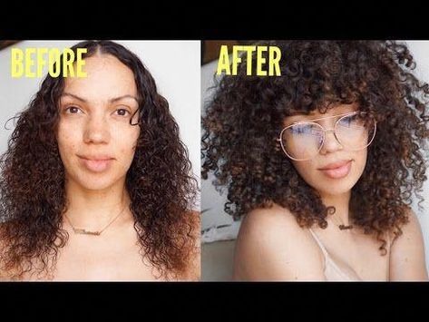 HOW TO : DIY CURLY BANGS | SPRING HAIR REFRESH W/CURLS [Video] - Black Hair Information #curlyhairwithbangs Diy Curly Bangs, Curls Video, Bangs At Home, Cut Curly Hair, Curly Hair Fringe, Hair Refresh, Curly Hair Bangs, Diy Haircut, How To Cut Bangs