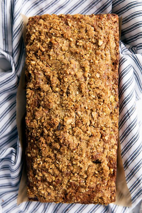 Cardamom Pistachio Zucchini Bread - Broma Bakery Apple Carrot Bread, Pistachio Crumble, Tea Breads, Spiced Pumpkin Bread, Amazing Deserts, Moist Zucchini Bread, Recipe Zucchini, Broma Bakery, Pumpkin Loaf